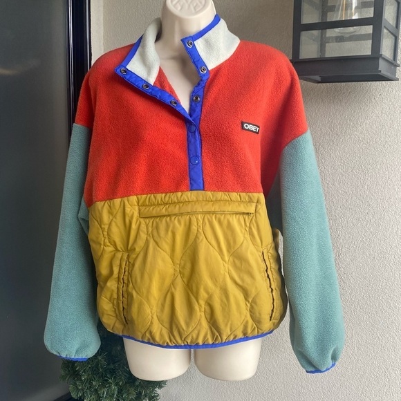 Obey Juniper Pieced fleece pullover better sweater jacket - Picture 1 of 8